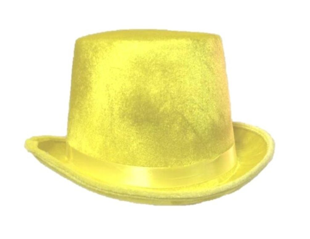 Bright Neon Yellow Adult Top Hat Halloween 80s Retro Costume Accessory